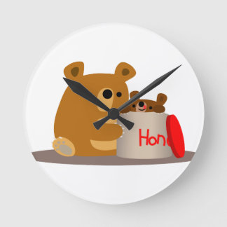 Horloge Ronde Bye Bye Honey ! Le Clock du Mur de Bears