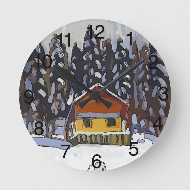 Horloge Ronde Cabine en neige (Recto)