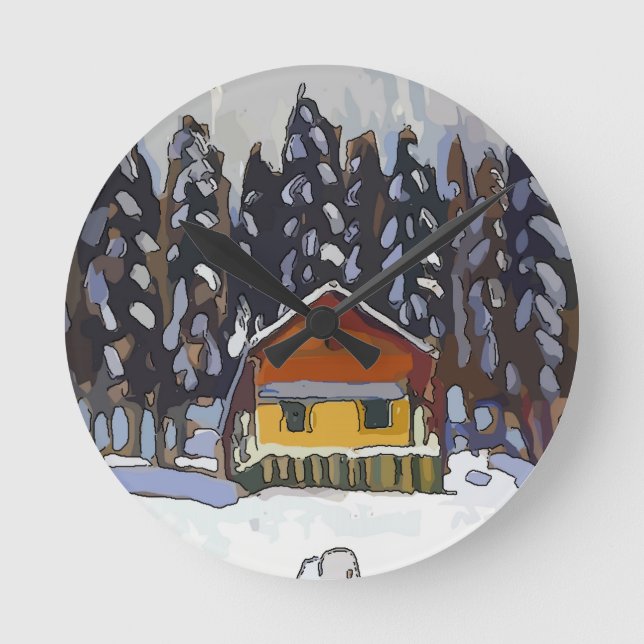 Horloge Ronde Cabine En Neige (Recto)