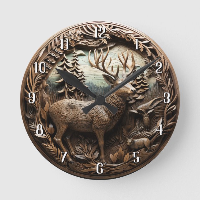 Horloge Ronde Cabine rustique de chasse au cerf (Recto)