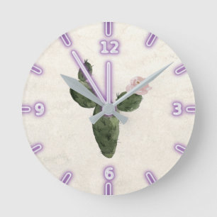 Horloge Ronde Cactus aquarelle adorable