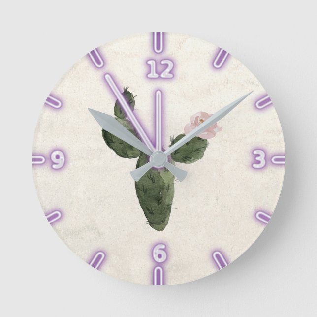 Horloge Ronde Cactus aquarelle adorable (Recto)