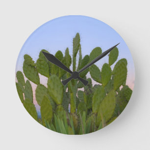 Horloge Ronde Cactus et sisal dans la forêt sèche