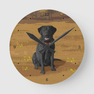 Horloge Ronde Cadeau Amoureux des chiens Black Labrador Retrieve