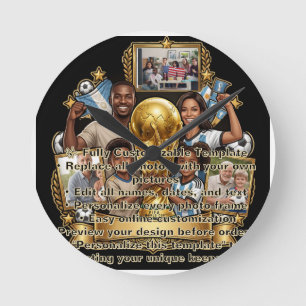 Horloge Ronde Cadeau de collage photo personnalisé pour papa foo
