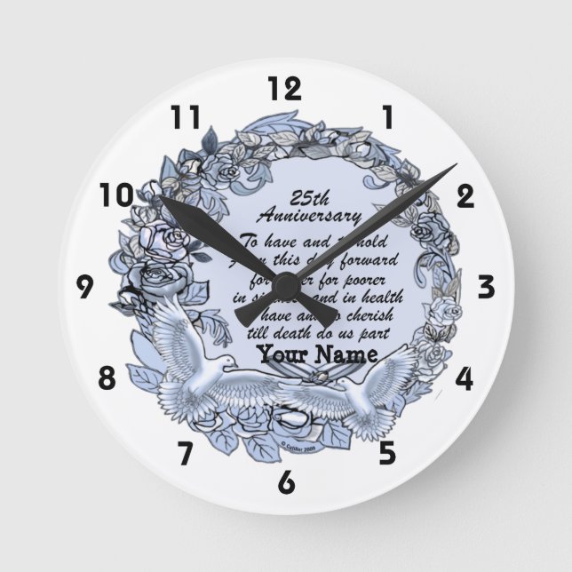 Horloge Ronde Cadeau de mariage pour les 25 ans de mariage : une (Recto)