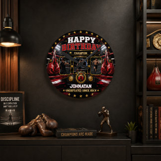 Horloge Ronde Cadeau de photo personnalisé de boxe pour annivers
