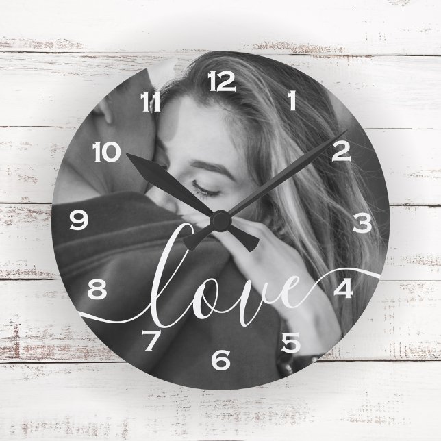 Horloge Ronde Cadeau personnalisé avec photo et écriture Brush S (Créateur téléchargé)