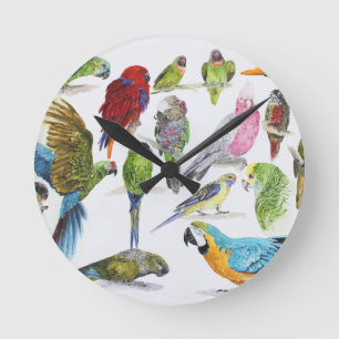 Horloge Ronde Cadeau pour des amants de perroquet partout