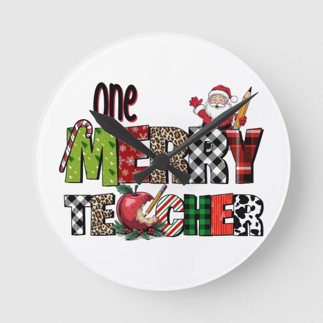 Horloge Ronde Cadeau pour Enseignant | Un Enseignant Joyeux (Recto)