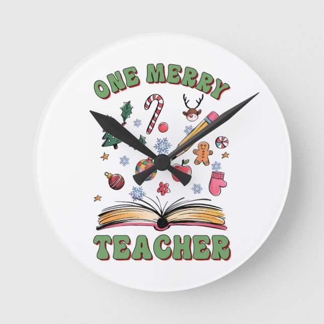Horloge Ronde Cadeau pour Enseignant | Un Enseignant Joyeux (Recto)