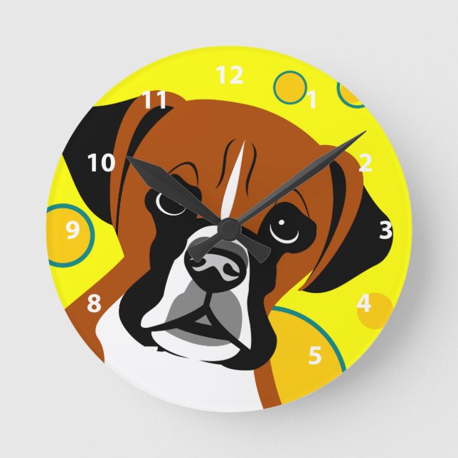 Horloge Ronde Cadeaux Contemporains De Chien De Boxe (Recto)