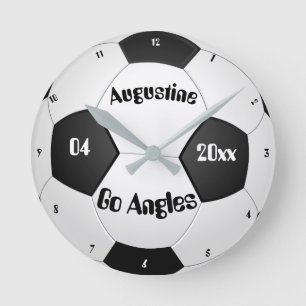 Horloge Ronde Cadeaux de soccer personnalisés pour garçons & fil