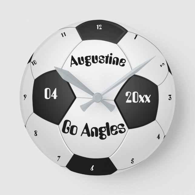 Horloge Ronde Cadeaux de soccer personnalisés pour garçons & fil (Recto)