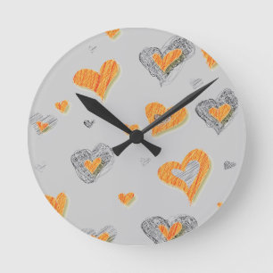 Horloge Ronde Cadeaux motifs griffés tendance gris orange
