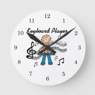 Horloge Ronde Cadeaux pour joueur de clavier homme en bonhomme a