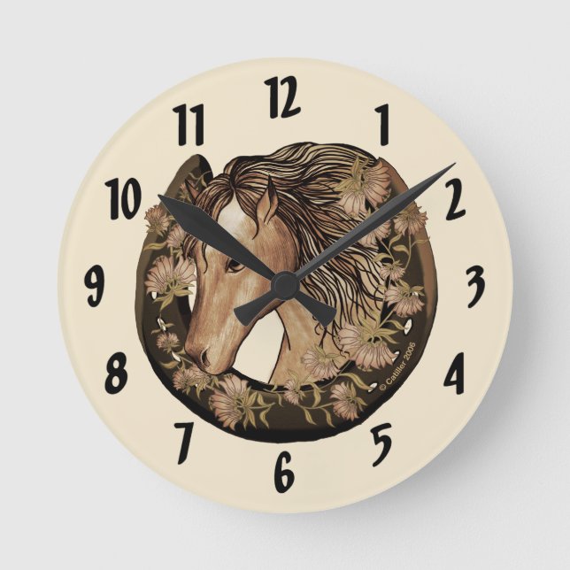 Horloge Ronde Cadran Cheval Chanceux (Recto)