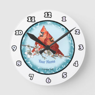 Horloge Ronde Cadran de Branche de Cardinals