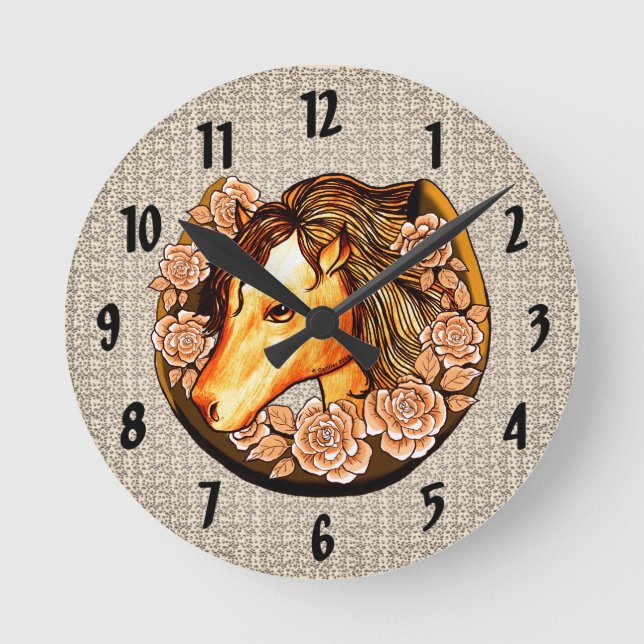 Horloge Ronde Cadran de cheval aux roses (Recto)