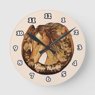 Horloge Ronde Cadran de cheval chanceux