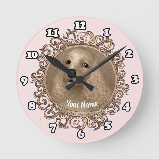 Horloge Ronde Cadran de Cocker Spaniel orné (Recto)