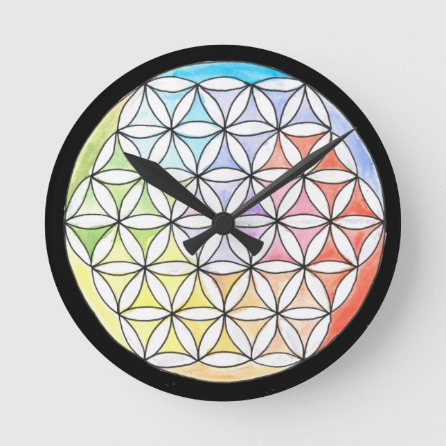 Horloge Ronde cadran de la fleur de vie (Recto)