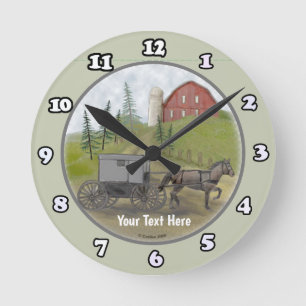 Horloge Ronde Cadran de visite de buggy amish