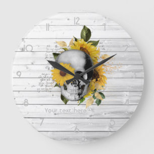 Horloge Ronde Cadran Grande Fleur de Tournesol Gothique