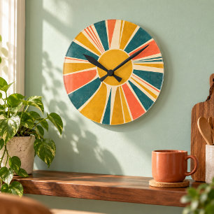 Horloge Ronde Cadran mural à motif de soleil
