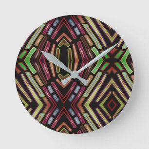 Horloge Ronde Cadran mural ambiance vitrail bijoux colorés