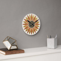 Cadran mural artisanal Afrohemian Sunburst Mandala