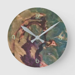 Horloge Ronde Cadran mural d'art abstrait coloré "Flamme sifflan
