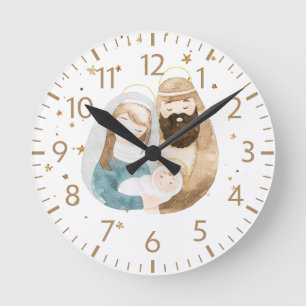 Horloge Ronde Cadran mural de Noël Nativité Décoration de la mai