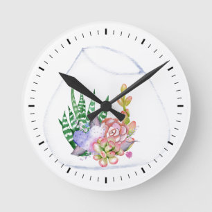 Horloge Ronde Cadran mural en acrylique pour terrarium de succul