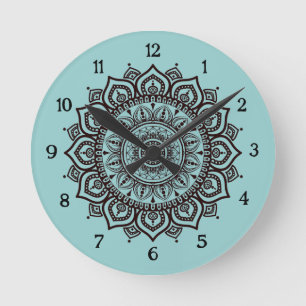 Horloge Ronde Cadran mural mandala Élégant Décor de maison spiri