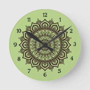 Horloge Ronde Cadran mural mandala Élégant Décor de maison spiri