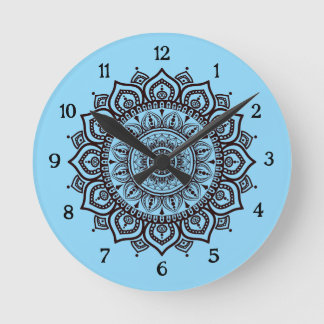 Horloge Ronde Cadran mural Mandala Élégant Décoration spirituell