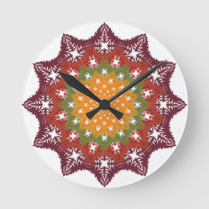 Horloge Ronde Cadran mural mandala floral radieux
