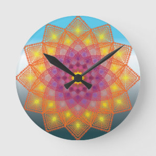 Horloge Ronde Cadran mural mandala floral radieux