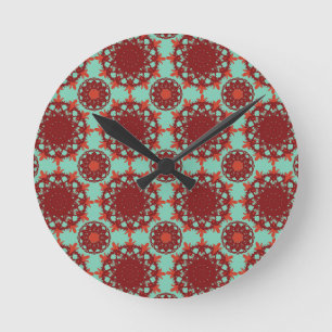 Horloge Ronde Cadran mural mandala floral radieux