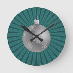Horloge Ronde Cadran mural orné de rayures en étoile turquoise