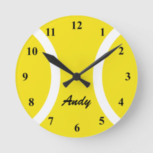 Horloge Ronde Cadran mural personnalisé de balle de tennis jaune