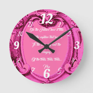 Horloge Ronde Cadran mural rose à cadre vintage modifiable