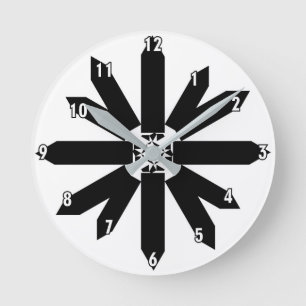 Horloge Ronde cadran noir signes blancs