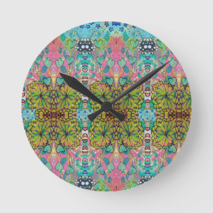 Horloge Ronde Cadran Rond - Cœurs et Fleurs