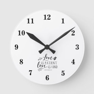 Horloge Ronde Cadran Rond de Mur en Blanc avec Verset Biblique