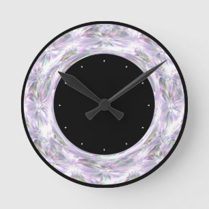 Horloge Ronde Cadran rond imprimé noir et diamant