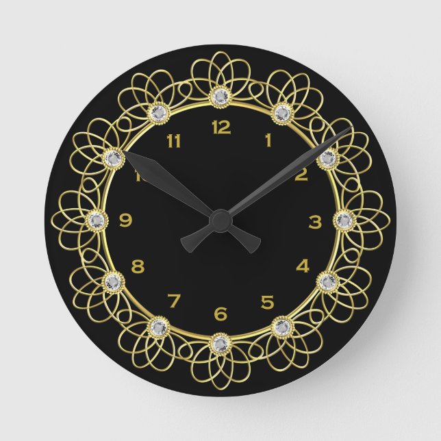 Horloge Ronde Cadran rond noir et or (Recto)