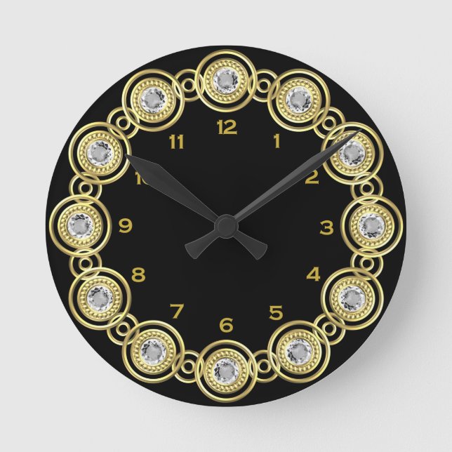 Horloge Ronde Cadran rond noir et or (Recto)