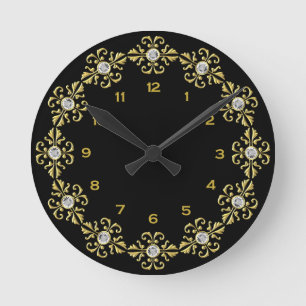 Horloge Ronde Cadran rond noir et or